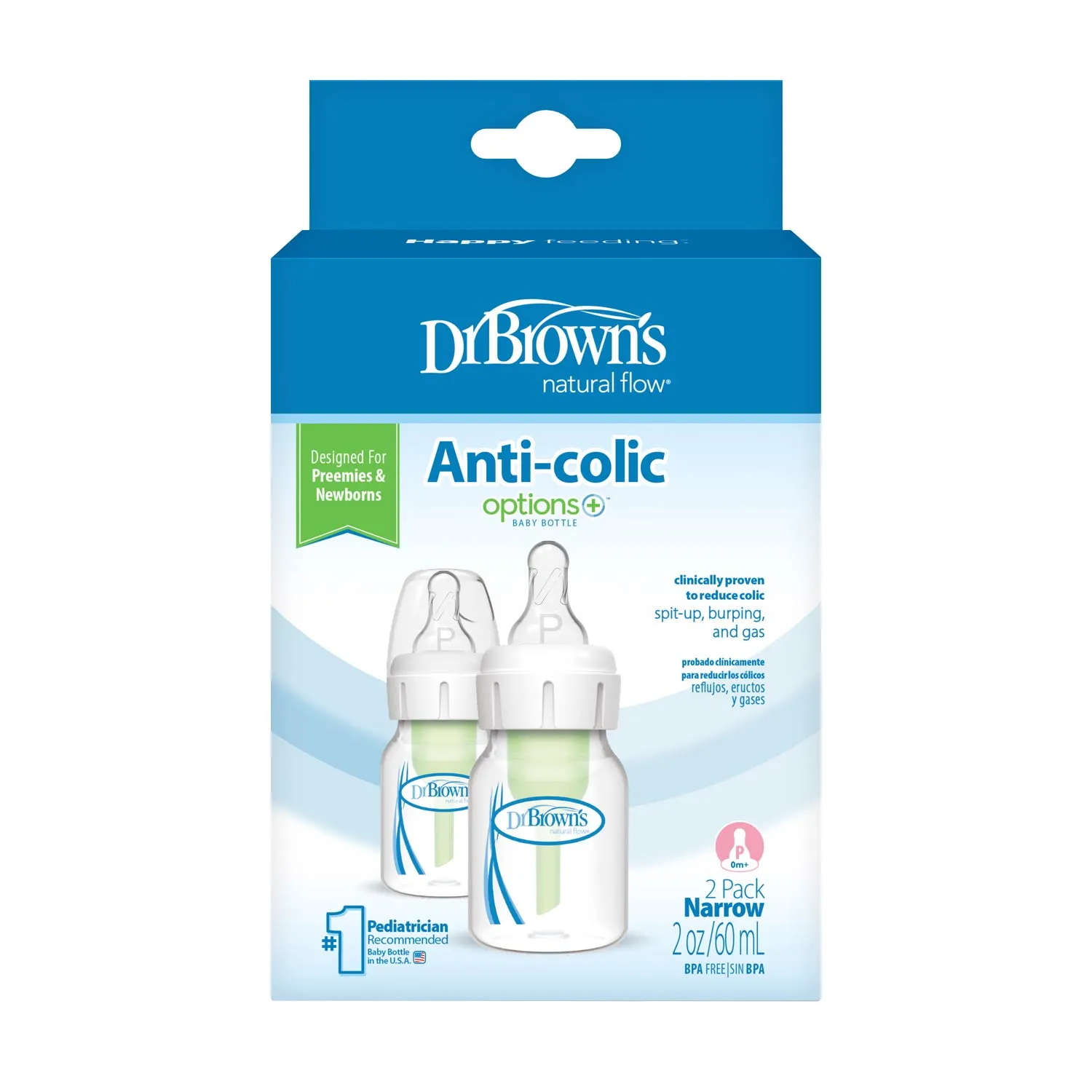 Dr. Brown's Natural Flow Μπιμπερό 60ml Preemie 2 Τεμ