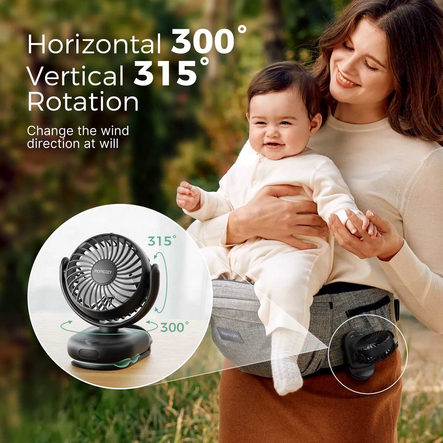 Momcozy Clip-On Ανεμιστήρας Καροτσιού 4 Ταχυτήτων