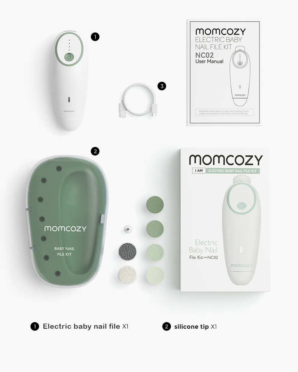 Momcozy ηλεκτρική λίμα νυχιών μωρού χαμηλού θορύβου