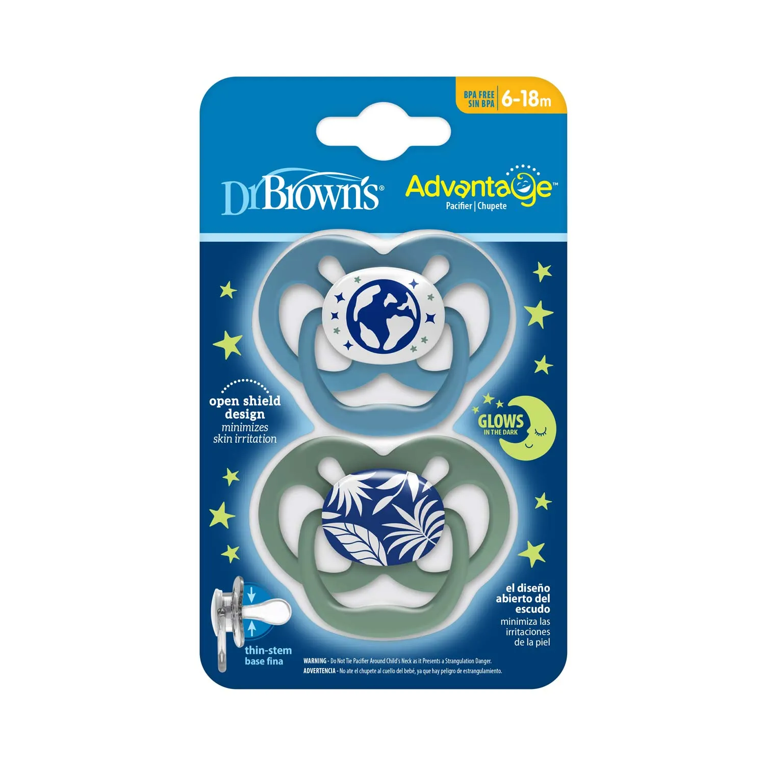 Dr. Brown's Advantage Πιπίλες 2 Τεμ. Φωσφορίζουν