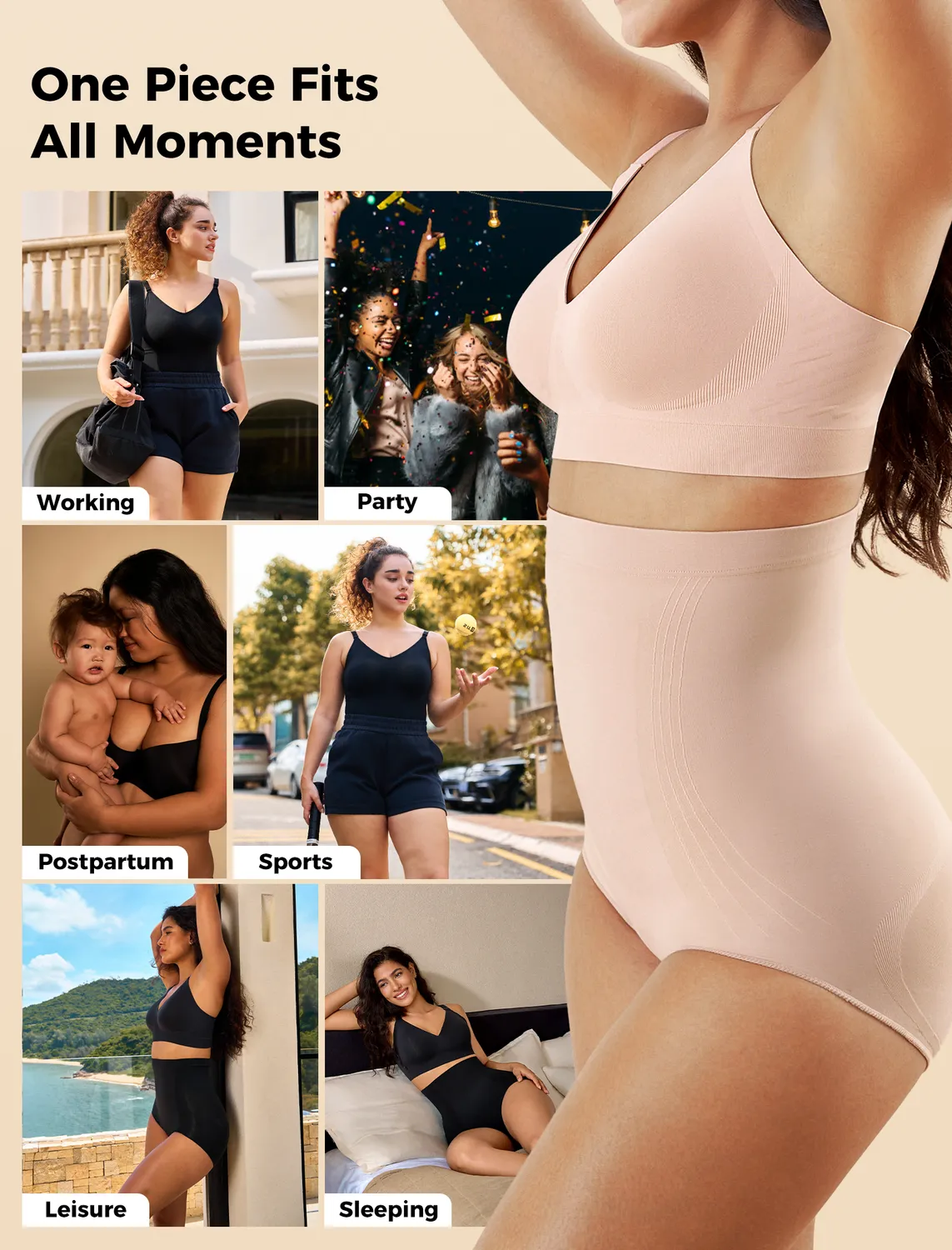 Momcozy Σλιπ Σύσφιξης Κοιλιάς Χωρίς Ραφές Μετά τον Τοκετό