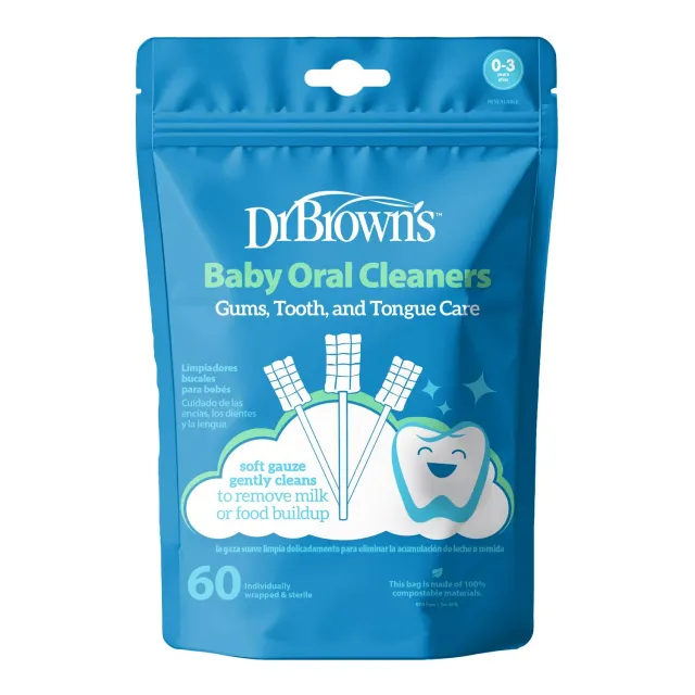 Dr. Brown's Καθαριστικά Στόματος Μωρού 60 τεμ με Γάζα