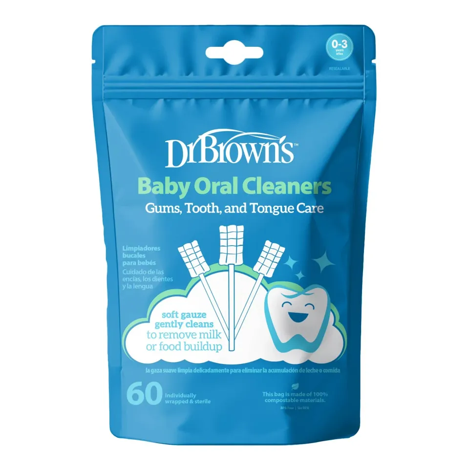 Dr. Brown's Καθαριστικά Στόματος Μωρού 60 τεμ με Γάζα